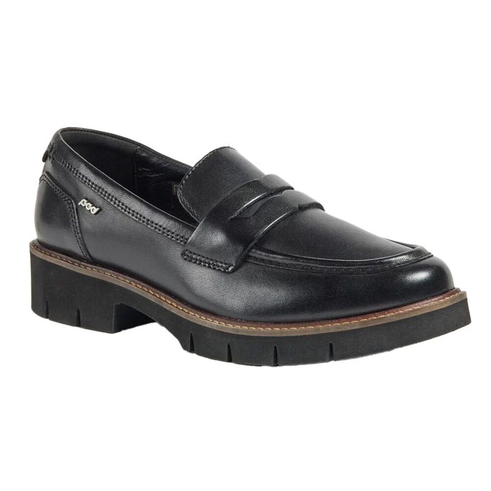 POD Womens/Ladies Kaltin Leather Loafers / Black